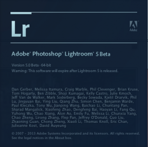 Lightroom 5 Beta Splash Screen